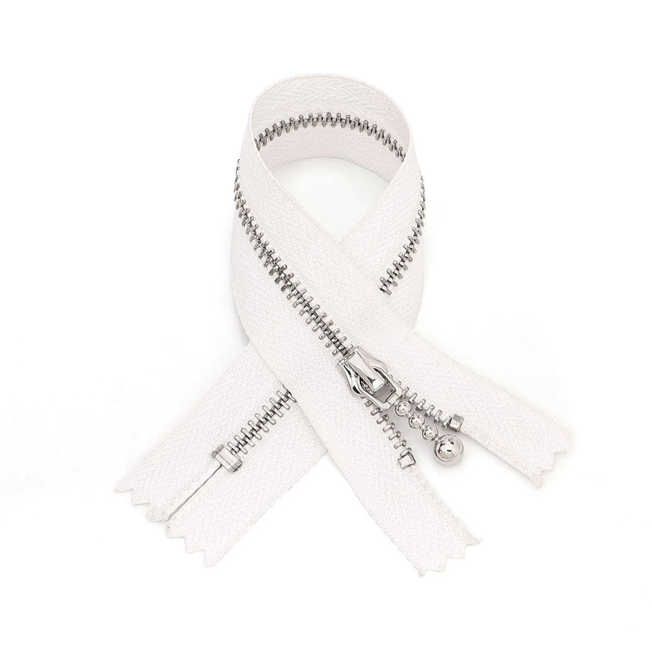 3094 Zipper No. 3 platinum closed tail not tail double small silver circle head double rear size silver circle white cloth silver tooth clothing bag DIY use