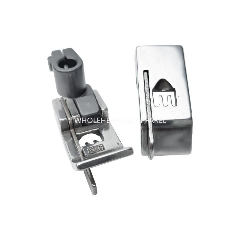 1419★ Machine à coudre interlock, pied-de-biche d'arrêt, position d'aiguille 5.6, pied-de-biche à lame droite, trois aiguilles et cinq fils 0.1/0.2 bord gauche et droit★