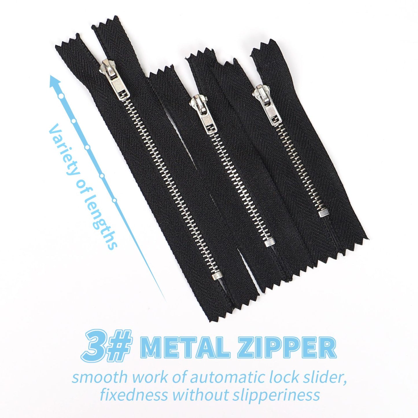 3083 Next day Zipper Metal Zipper No. 3 Platinum Closed Tail Not Tail Automatic Head Clothing Luggage Doll Available