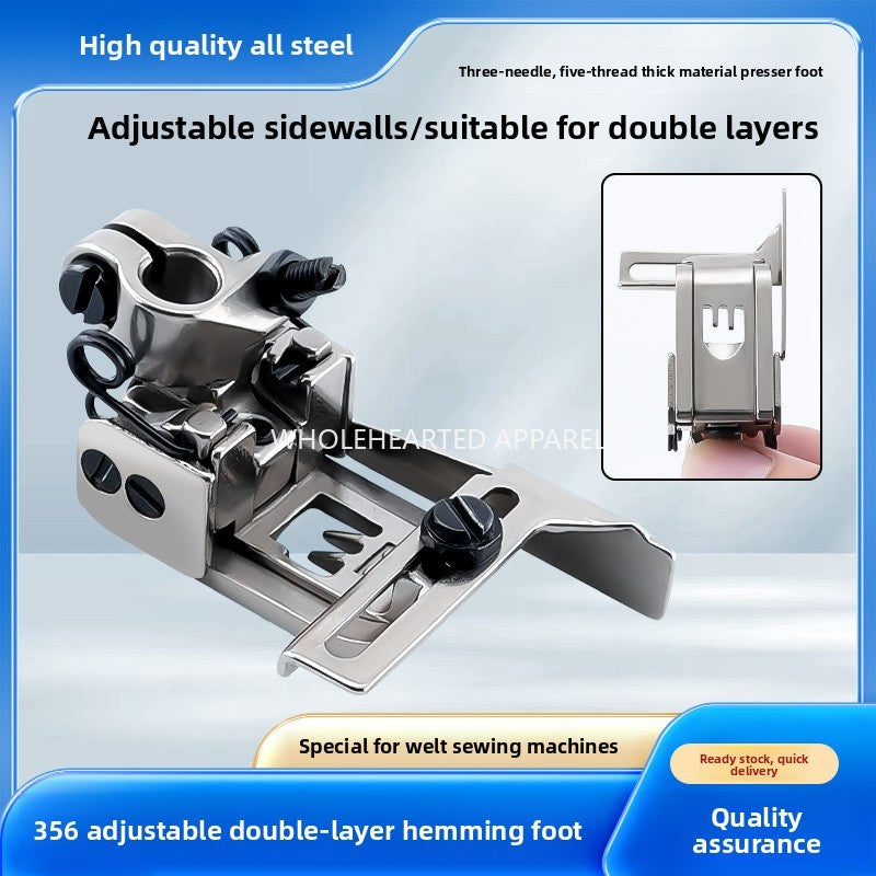 1681★  New 356 adjustable double-layer hem presser foot three-needle five-thread thick material presser foot sewing machine accessories interlock sewing machine