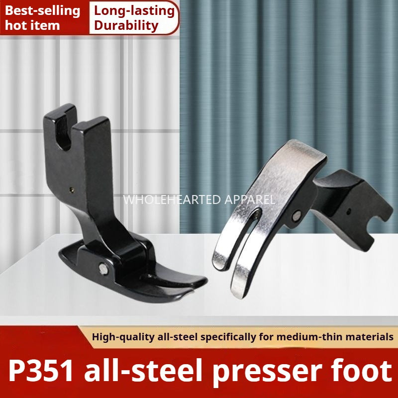 1573★ Pied presseur plat pour ordinateur en acier noir P351 tout acier Pied presseur plat 0,5 Pied presseur plat pour machine à coudre industrielle Pied presseur plat P351S