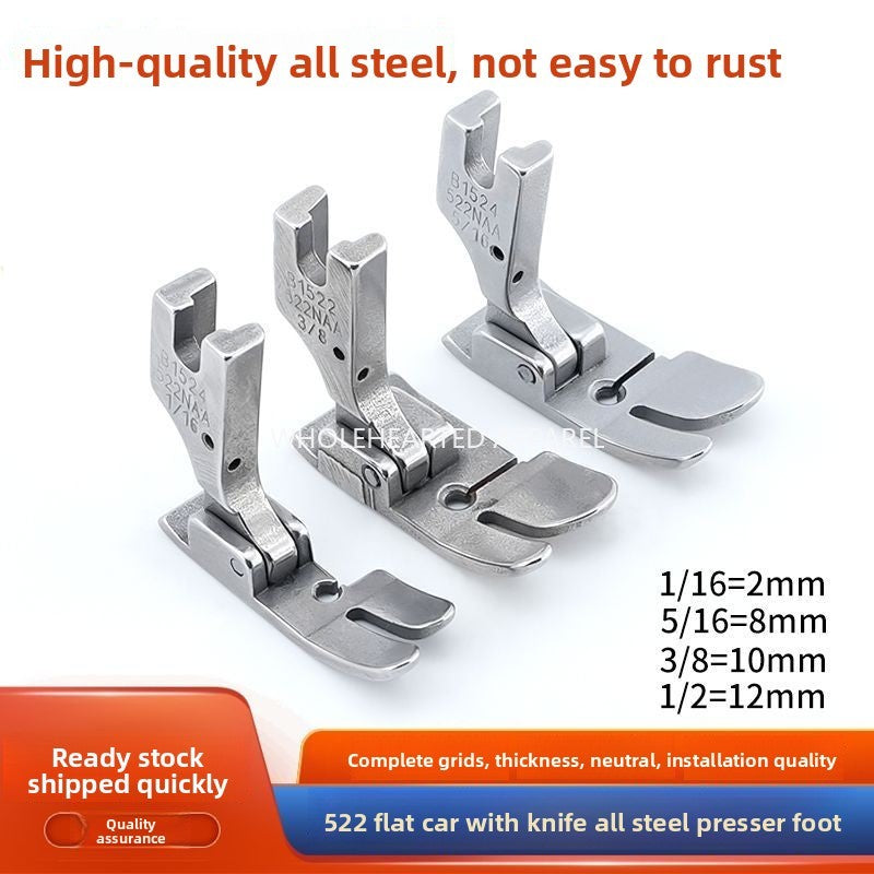 1626★  New 522 flat car with knife All steel presser foot Flat car Universal presser foot 2/8/10/12mm sewing machine accessories