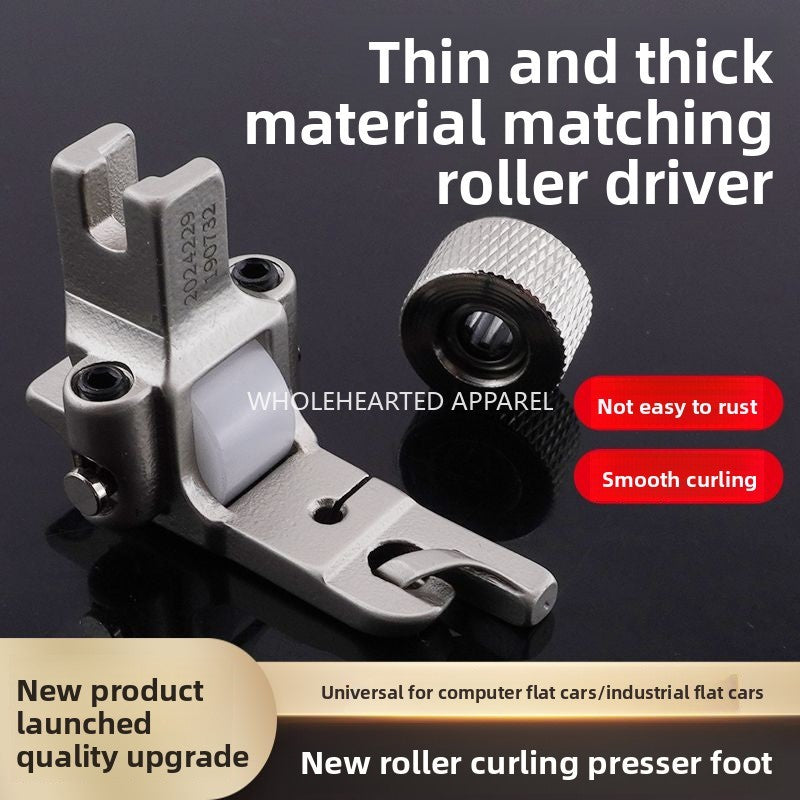1650★  New roller 0.3 stop crimping presser foot electroplating all-steel flat car universal folding hem presser foot sewing accessories