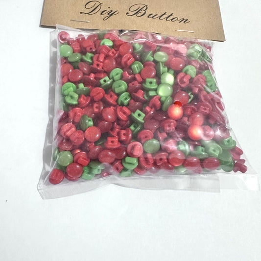 3035  Pearlescent mushroom buckle, doll eye decoration 8mm mushroom buckle, red and green mixed, baby clothes buckle.