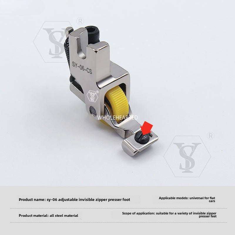 1041★ Boutique all-steel adjustable invisible zipper POM roller presser foot