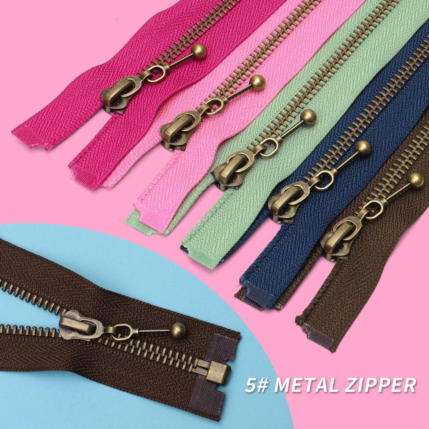 3096 Zipper No. 5 bronze open tail pendant, round ball pull tab multi-color cloth edge bronze tooth bronze tooth clothing luggage is available.