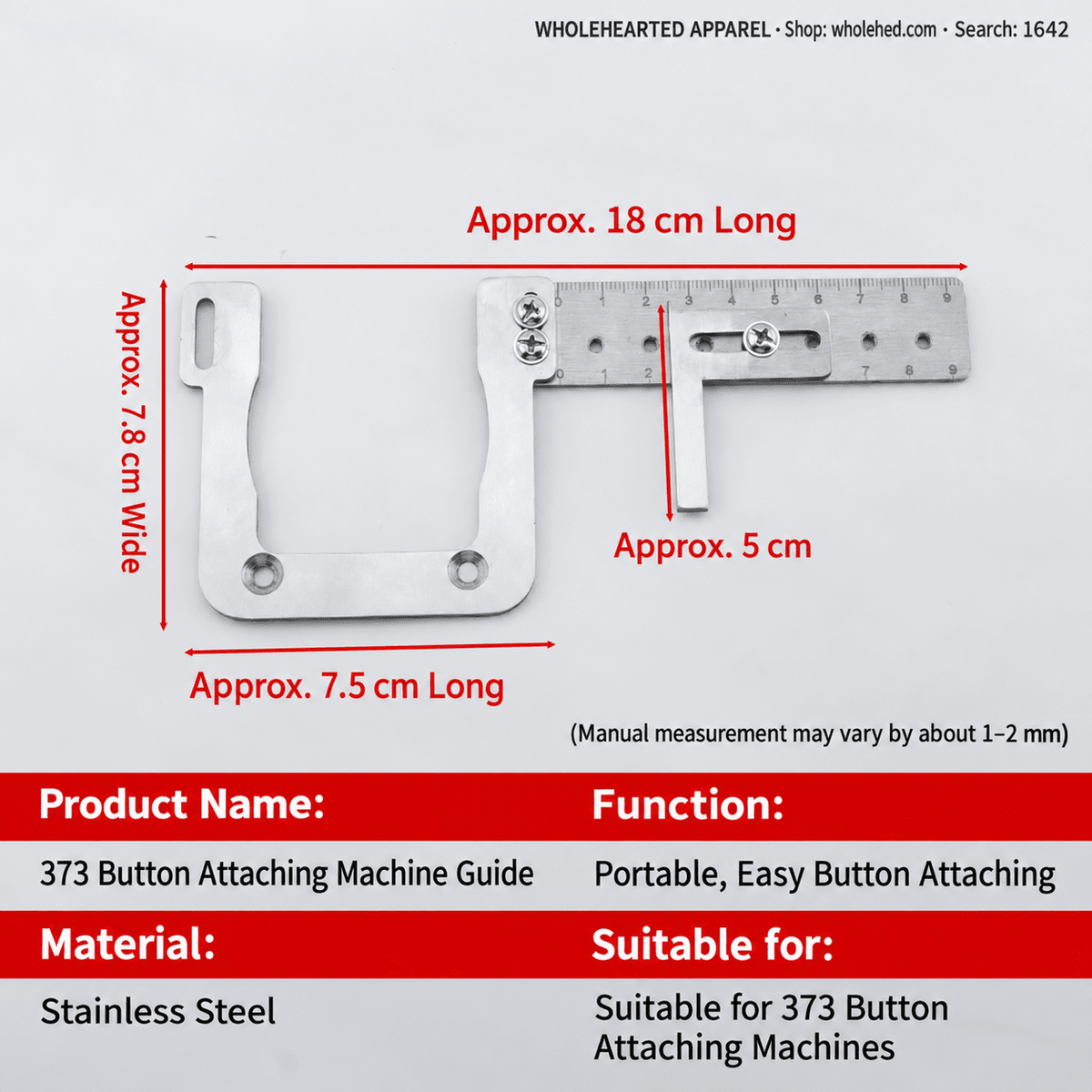 1642★ Nouveau guide de positionnement pour machines à coudre les boutons 373, aucun pré-marquage requis
