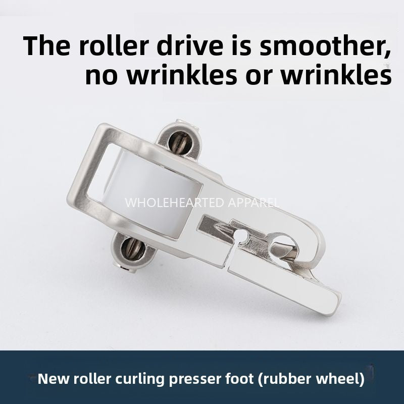 1650★  New roller 0.3 stop crimping presser foot electroplating all-steel flat car universal folding hem presser foot sewing accessories