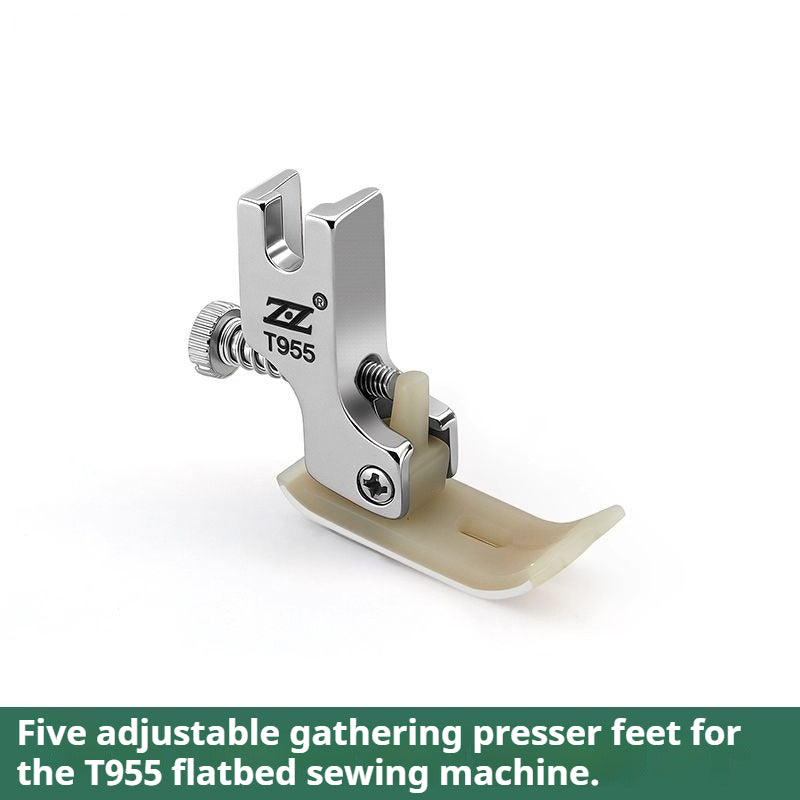 1737★ Lockstitch Machine T955 Adjustable Plastic Shirring Presser Foot All Steel Shank Thickened Teflon Presser Foot Suitable for Thin Medium and Thick Fabrics★