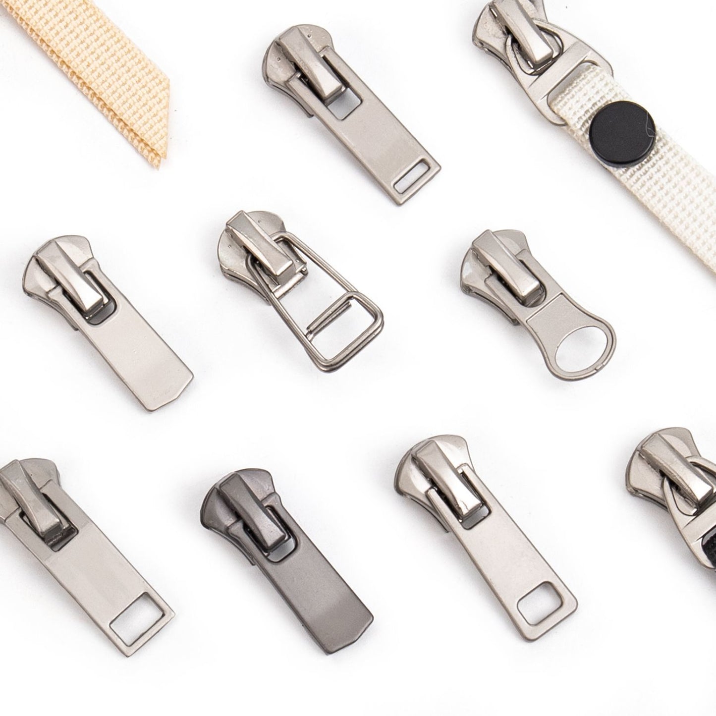 3109 Zipper No. 5 metal positive wear slider head pearl hanging white gun color zipper head multi-shaped lanyard