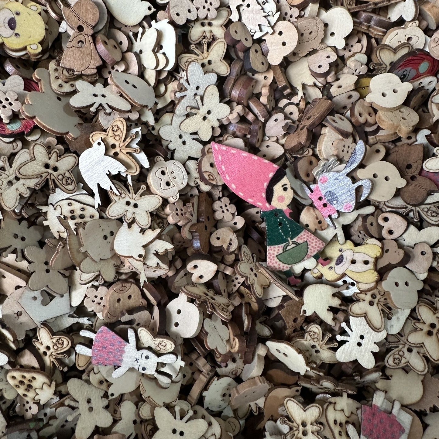 3049 Button children's handmade wood cartoon DIY button DIY wooden color cute sweater decorative material