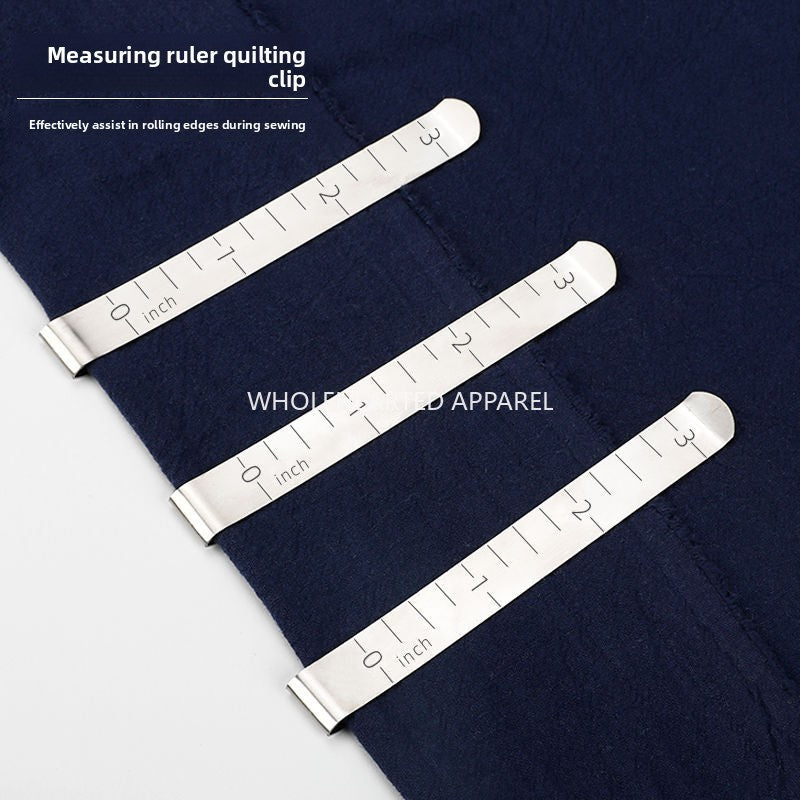 1663★  Metal Sewing Hemming Clip Sewing Clip 3 Inch Measuring Ruler Quilting Clip Fixed Ruler DIY Sewing Fixed Marker