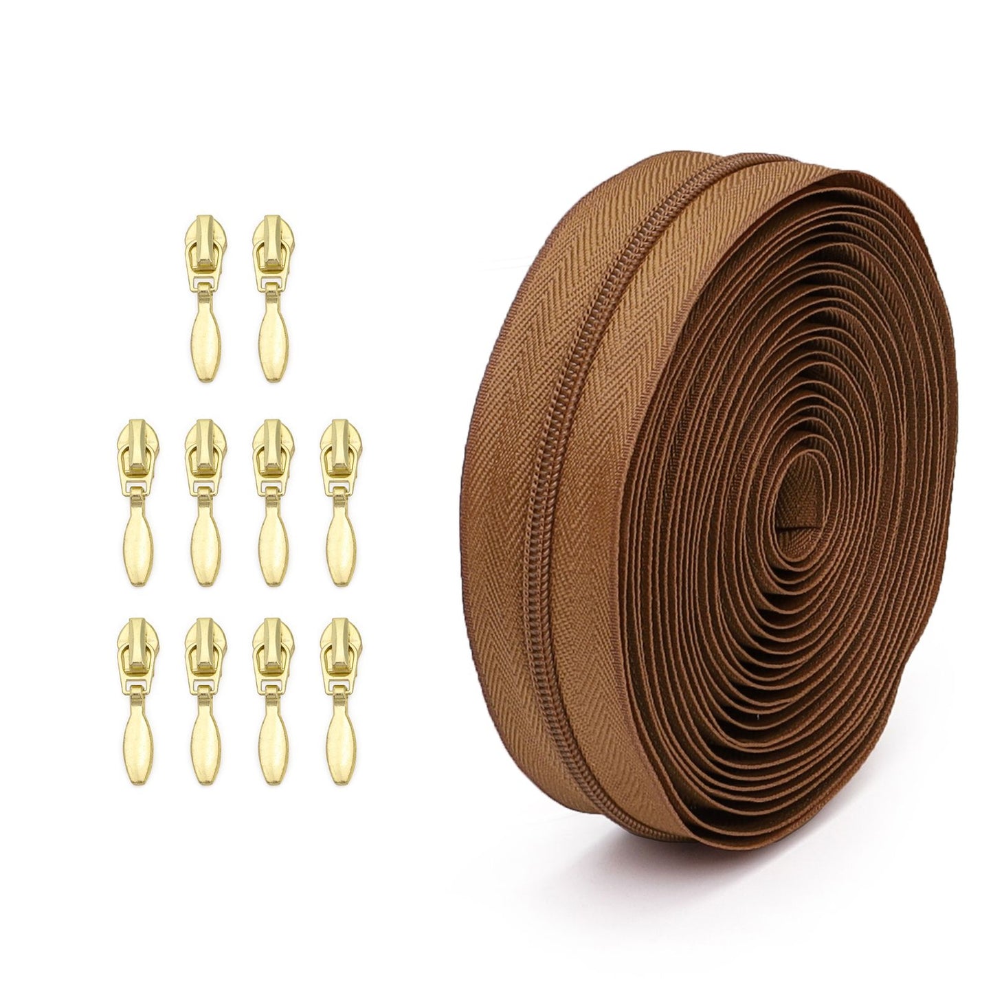 3100 Zipper No. 3 is wearing nylon solid color luggage zipper 4.5 meters + 10 light gold water drop heads = 1 pack