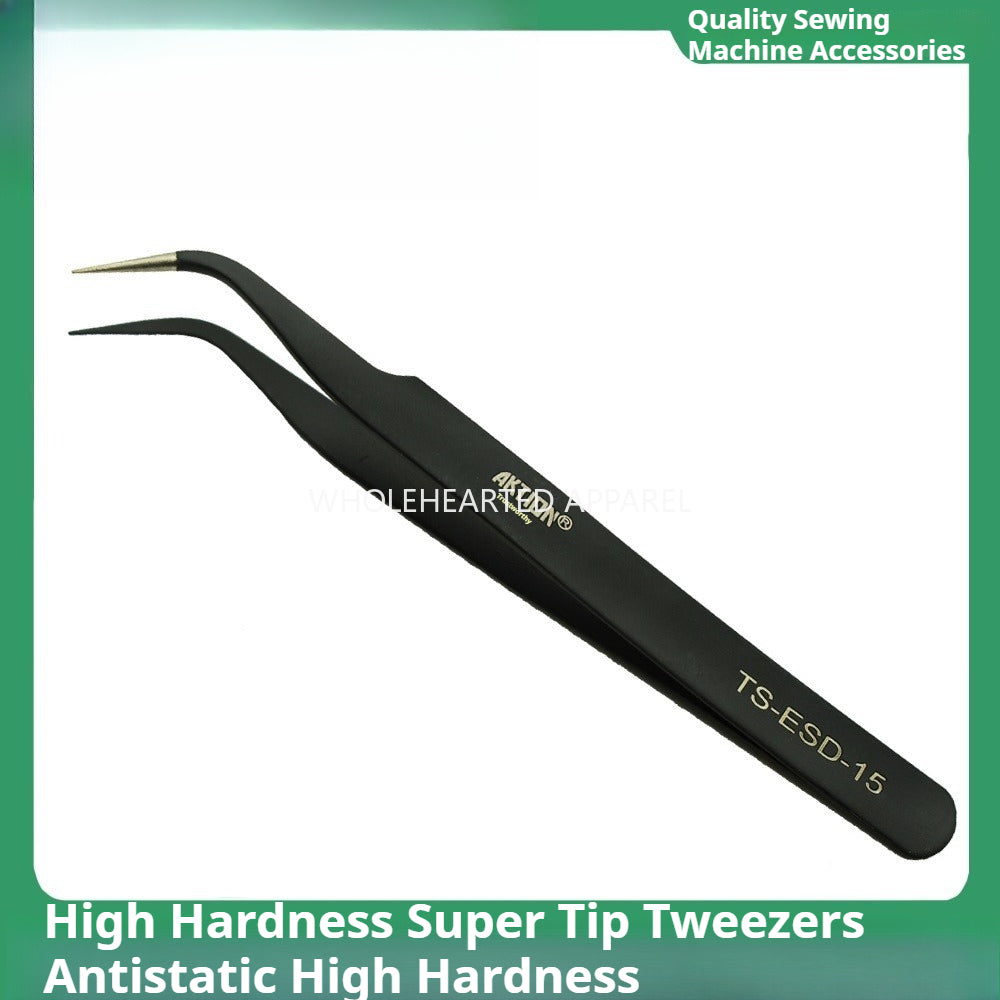 1712★ Pinzas antiestáticas de acero inoxidable con codo, pinzas de punta fina, herramienta para enhebrar máquinas de coser, codo recto★