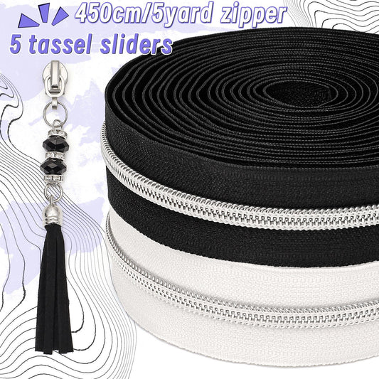 3089  Zipper No. 5 nylon is wearing silver tooth electroplated luggage zipper 4.5 meters zipper + 5 fringed sliders + stop = 1 pack