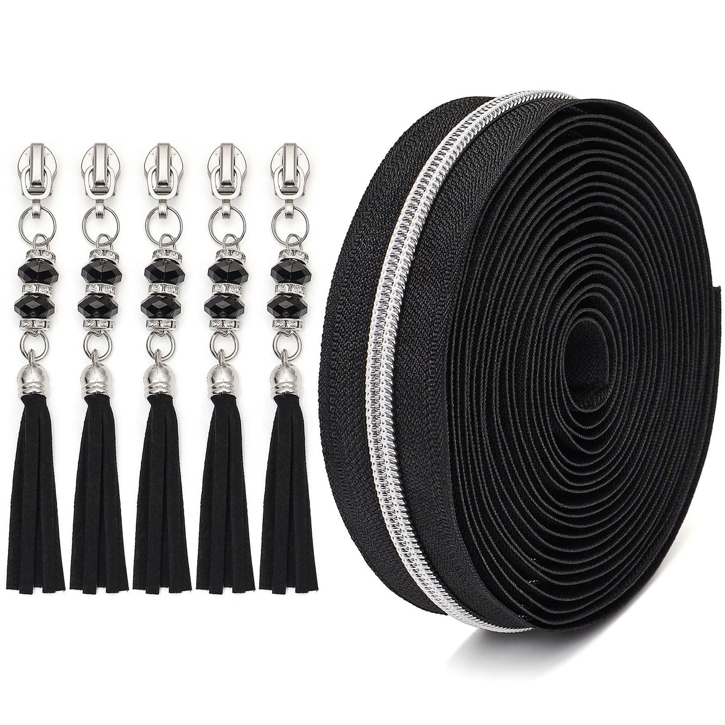 3089 Zipper No. 5 nylon is wearing silver tooth electroplated luggage zipper 4.5 meters zipper + 5 fringed sliders + stop = 1 pack