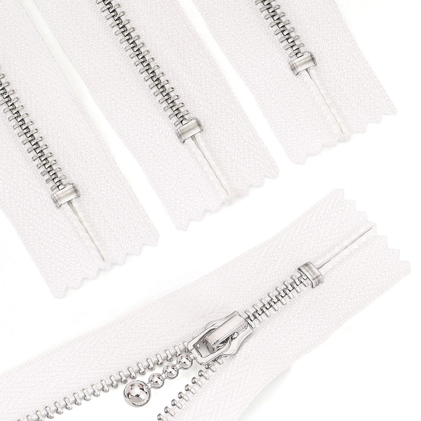 3094 Zipper No. 3 platinum closed tail not tail double small silver circle head double rear size silver circle white cloth silver tooth clothing bag DIY use