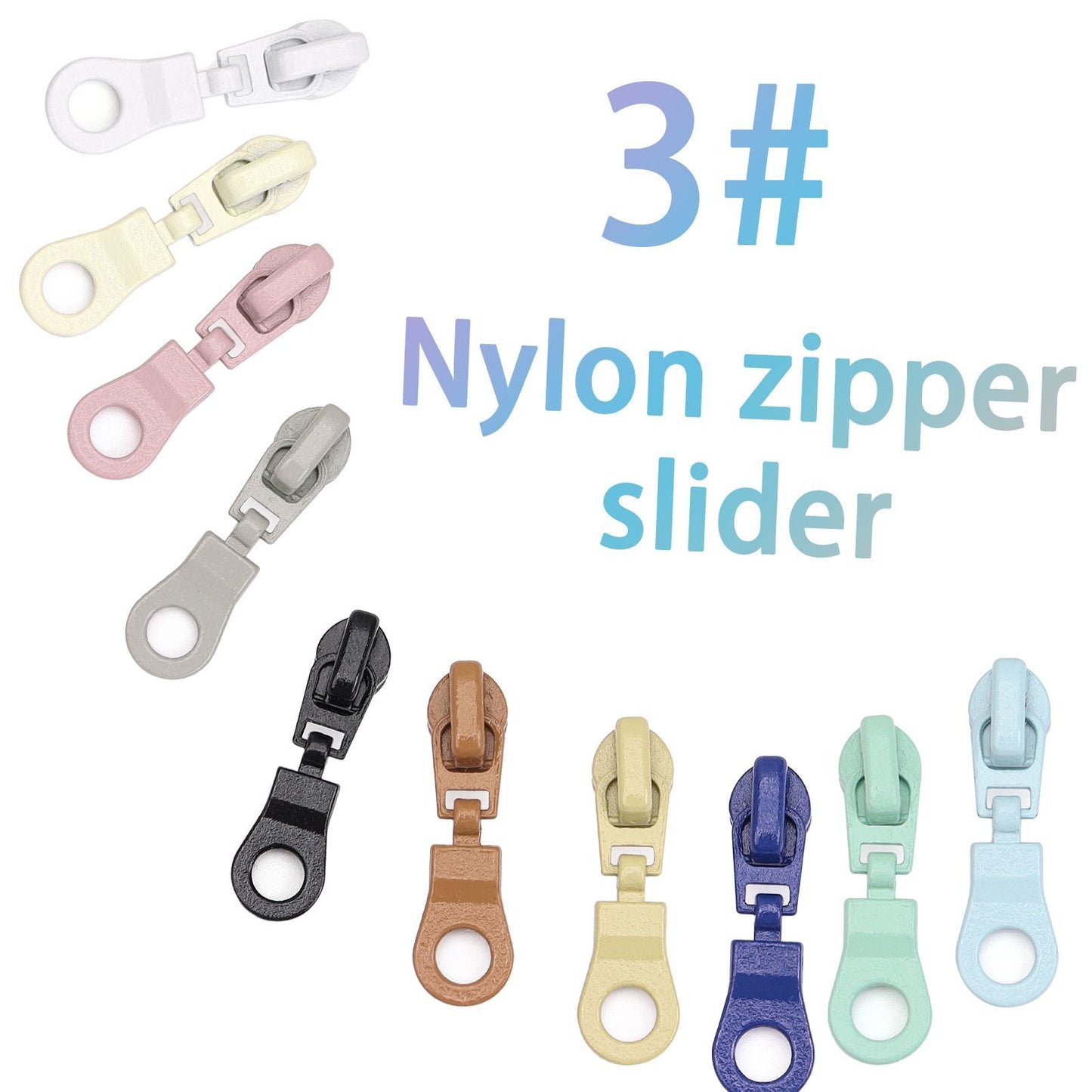 3090 Zipper No. 3 is wearing nylon pull head Macaron color spray color Jitong head, luggage, clothing, daily necessities zipper head