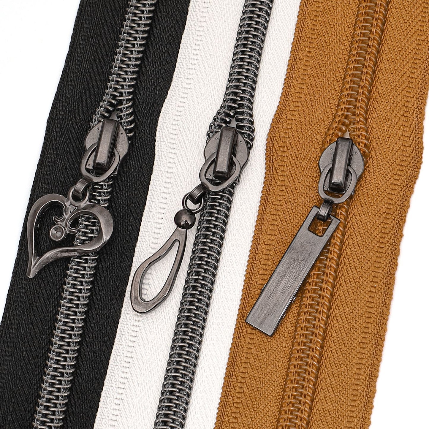 3082 Zipper No. 5 nylon is wearing slider, gun color hook, long slider, love water drop, zinc alloy clothing luggage is suitable for