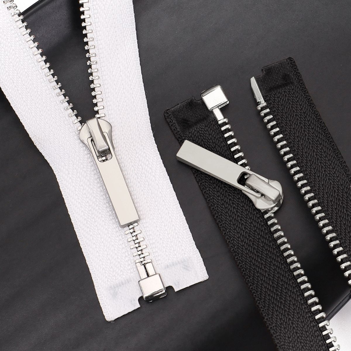 3103 Zipper No. 5 platinum open tail long slider black and white cloth edge metal silver tooth clothing bag DIY daily necessities available