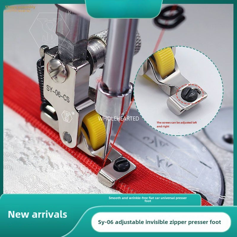 1041★ Boutique all-steel adjustable invisible zipper POM roller presser foot
