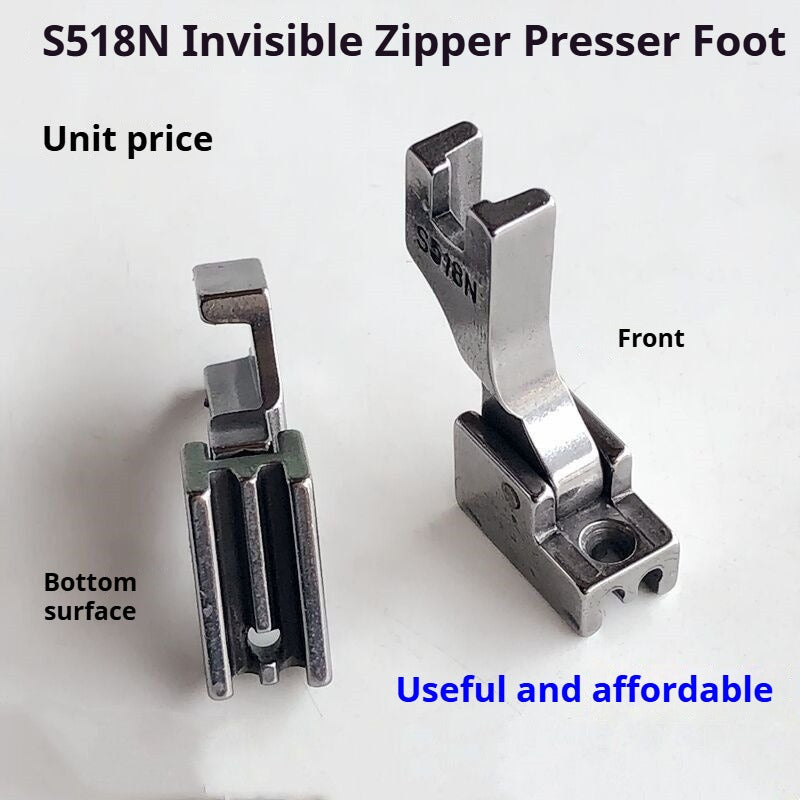 1522★ Sewing machine accessories S518NS invisible zipper presser foot industrial flat car sewing machine flat sewing machine zipper presser foot all steel★