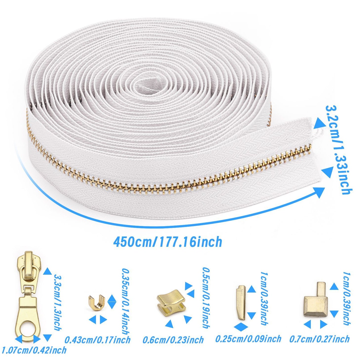 3073 Zipper No. 5 solid color metal suit clothing jacket jewelry luggage available can be opened and closed tail length zipper