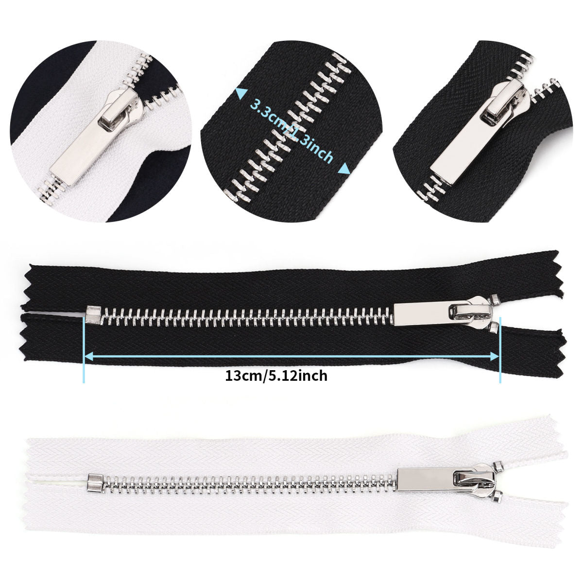 3070 Zipper No. 5 Platinum Metal Closed Tail Short Zipper Head Clothing Luggage Zipper Decorative Zipper