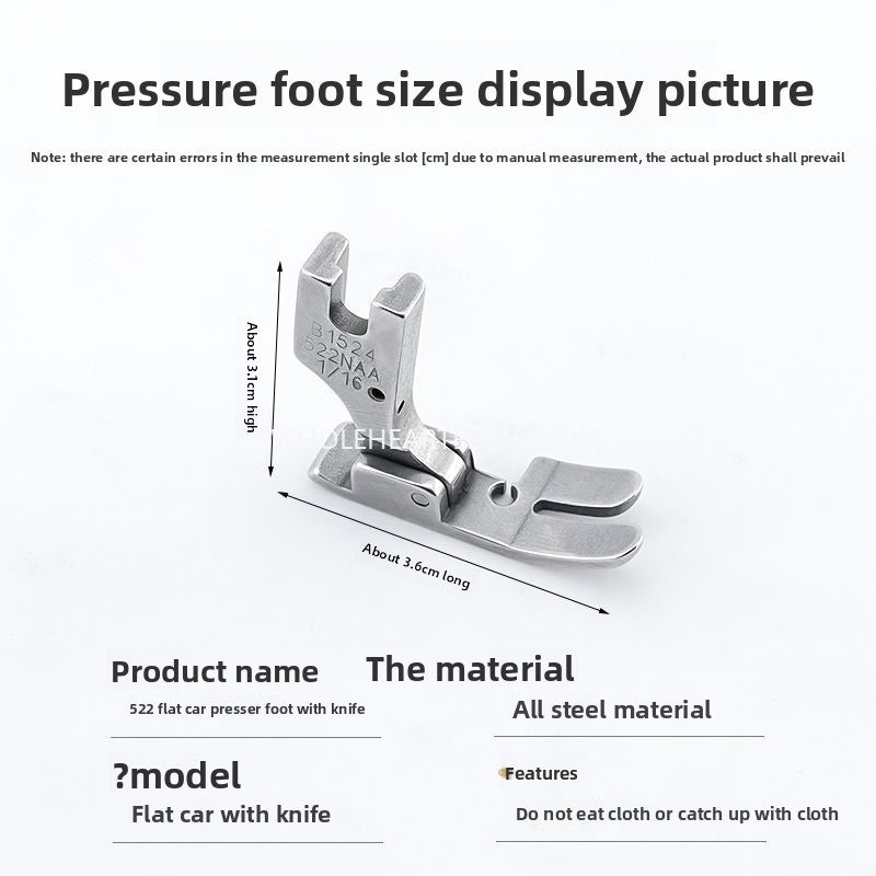 1626★  New 522 flat car with knife All steel presser foot Flat car Universal presser foot 2/8/10/12mm sewing machine accessories