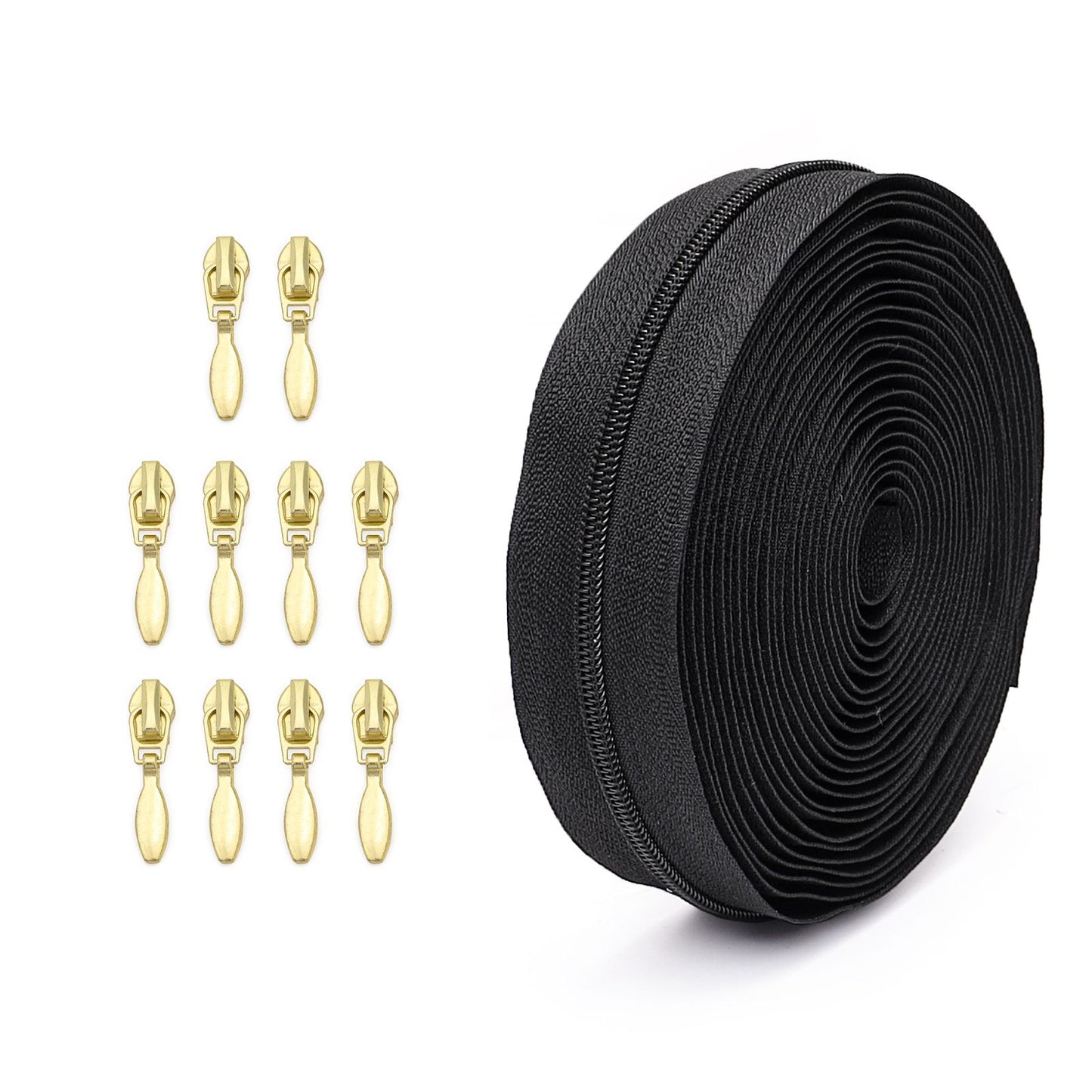 3100 Zipper No. 3 is wearing nylon solid color luggage zipper 4.5 meters + 10 light gold water drop heads = 1 pack