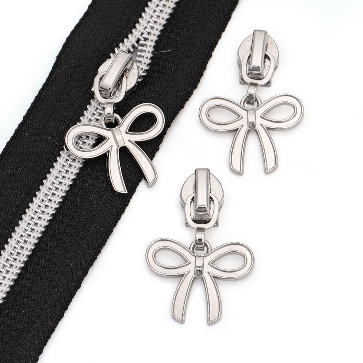 3105 Zipper No. 5 nylon platinum hook with bow pull tab zinc alloy luggage clothing home textile nylon zipper suitable