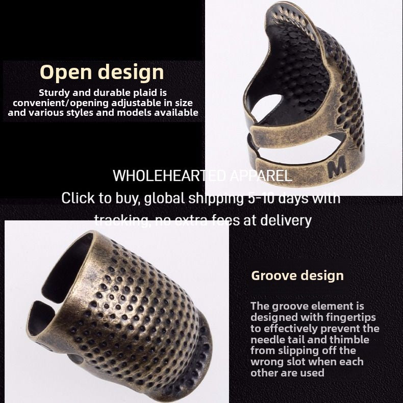 1414★ Thimble finger cover household hand sewing cross stitch thickened adjustment real copper finger guard thimble hoop sewing tool