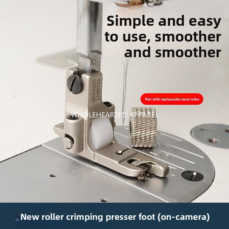 1650★  New roller 0.3 stop crimping presser foot electroplating all-steel flat car universal folding hem presser foot sewing accessories