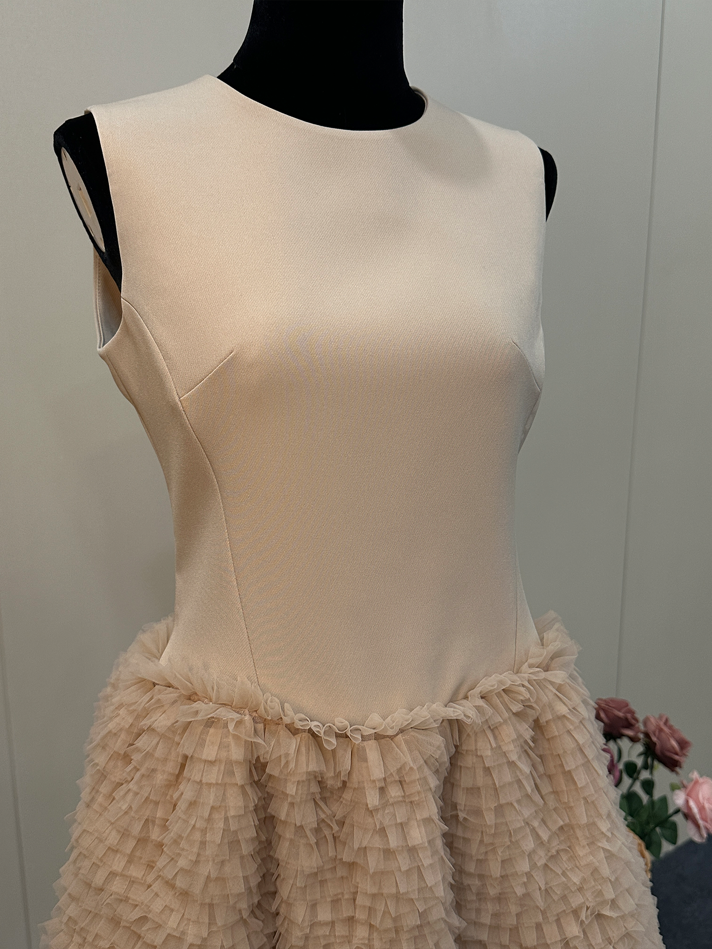 8021★ noble and gentle daughter style dress for women 25 summer thin heavy industry splicing cake skirt