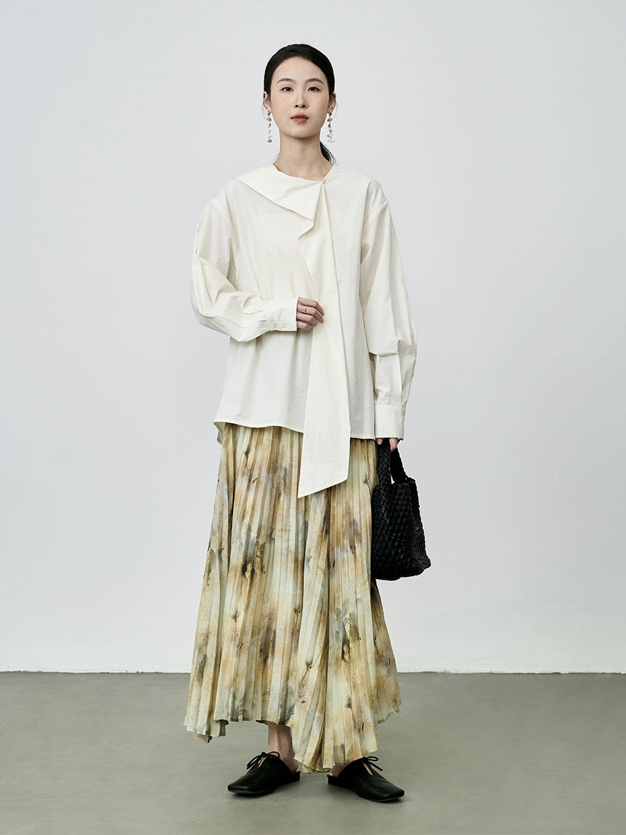 Falda de pintura al óleo de género artístico CAREMIND, falda irregular, diseño de nicho, falda plisada