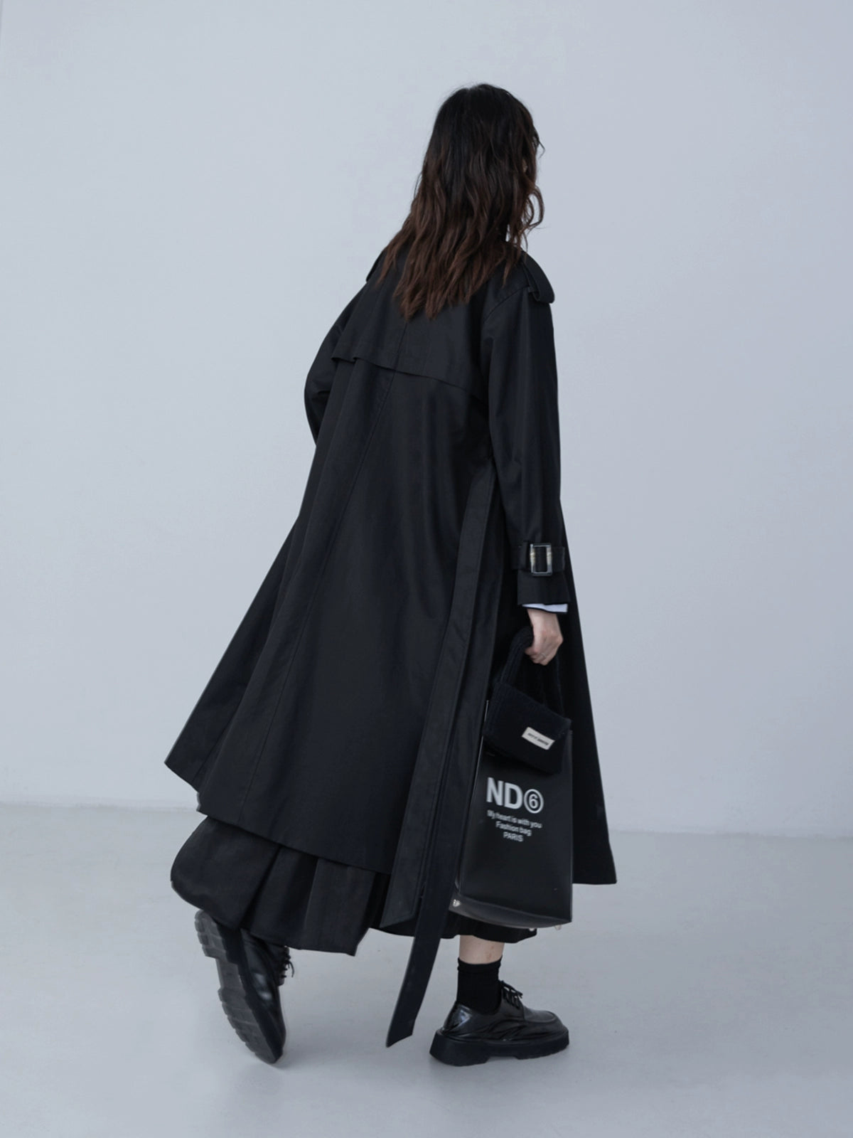 CAREMIND original diseño cruzado sentido nicho gabardina caqui mujer rodilla media y larga otoño