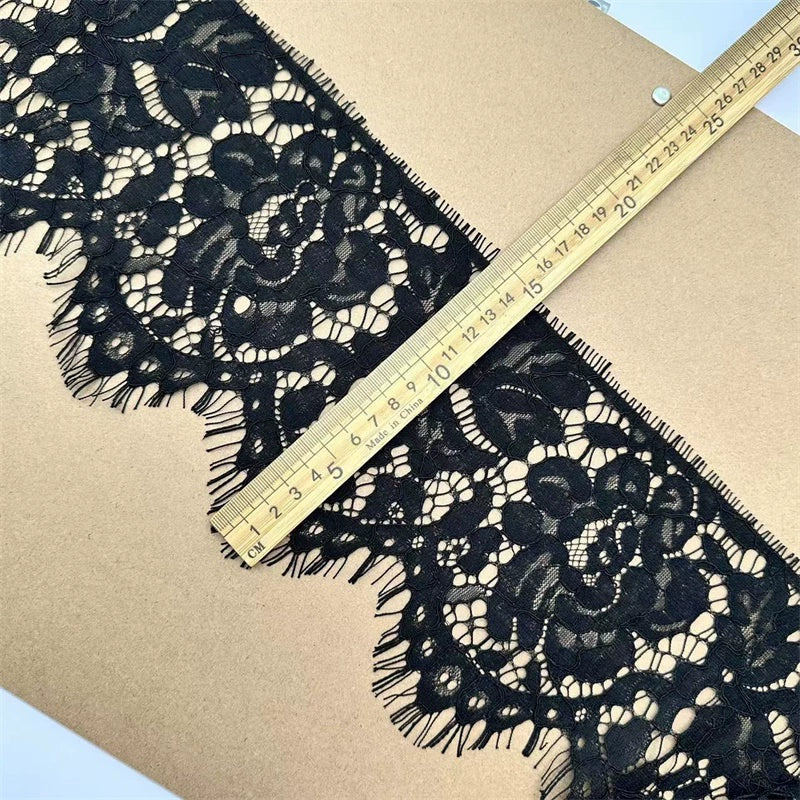 Tela de encaje de pestañas unilateral con línea de hueso exquisita de 3769 cm de ancho y 14,5 cm para cortinas decorativas DIY, accesorios para vestidos de novia