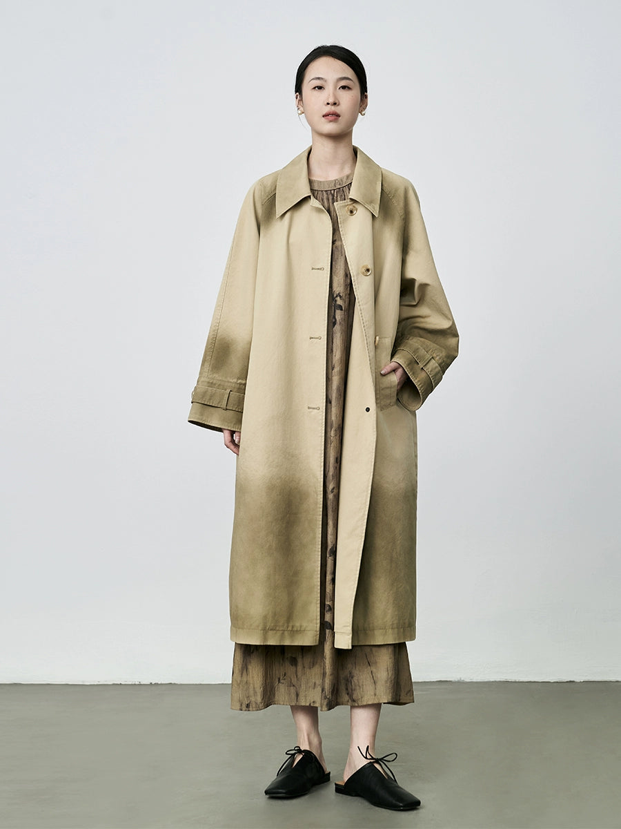 CAREMIND Gabardina de silueta clásica para mujer color frito artesanía de alta gama ambiente abrigo mediano y largo