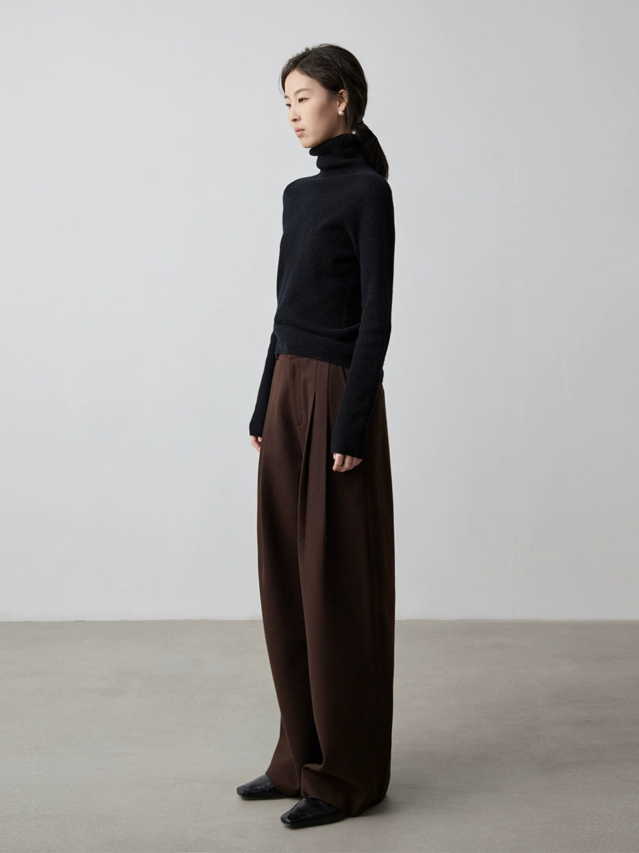 Pantalones casuales CAREMIND Maillard, nuevos pantalones de pierna recta y cintura alta, pantalones de traje holgados y finos, sin planchado, para mujer