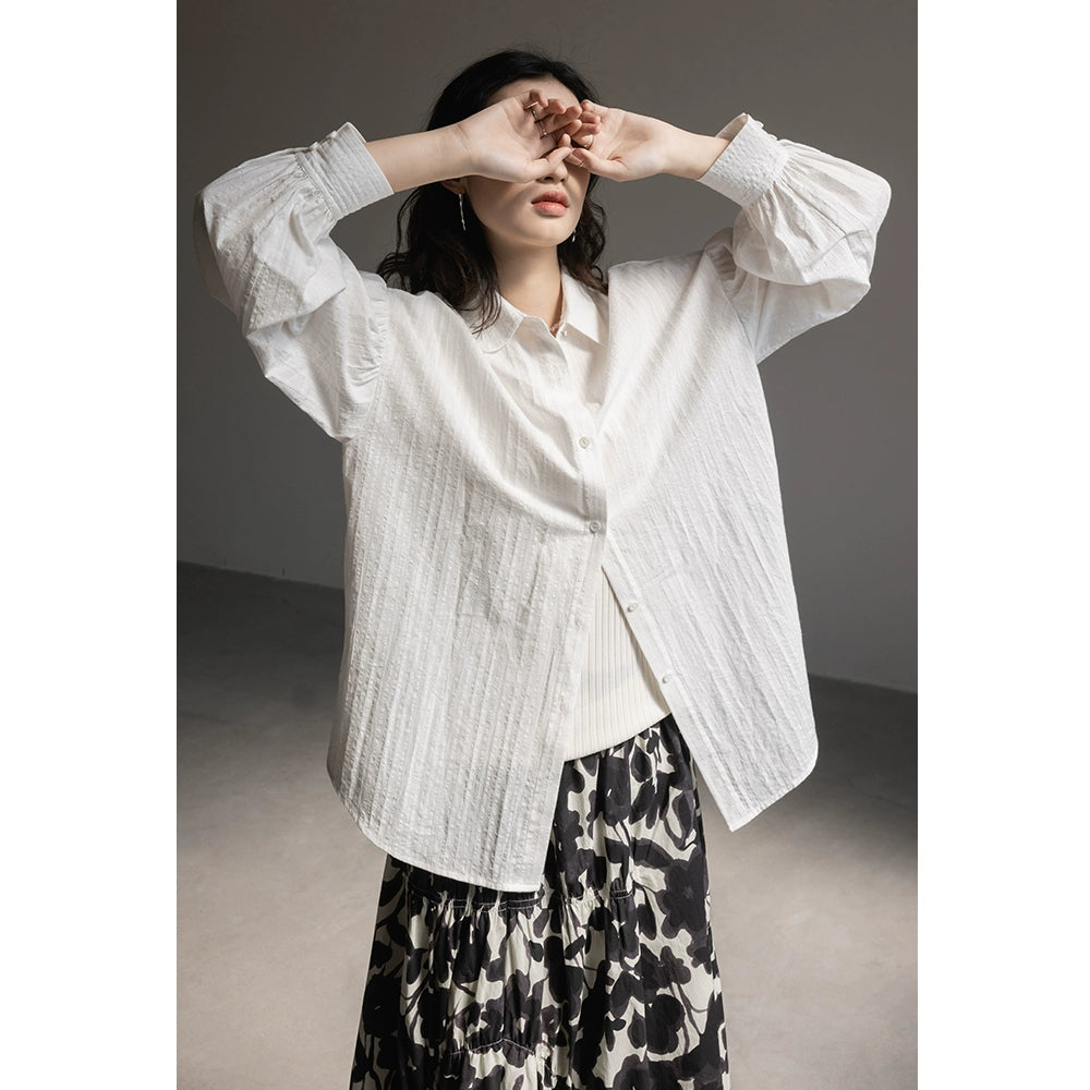 Camisa blanca original CAREMIND para mujer, diseño Sense Niche, camisa de viaje premium, camisa francesa de otoño, manga larga