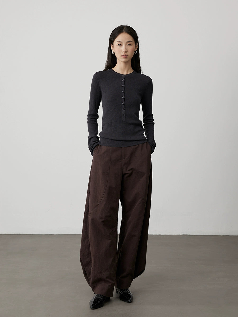 Suéter de punto con cuello Henry de sentido literario y retro de CAREMIND, suéter de lana elástico alto y delgado para mujer con camiseta de manga larga en el interior