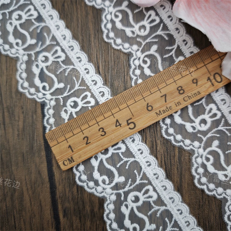 3827 Exquisitos accesorios de decoración de ropa de encaje bordado de malla blanca, accesorios de ropa de encaje hechos a mano DIY