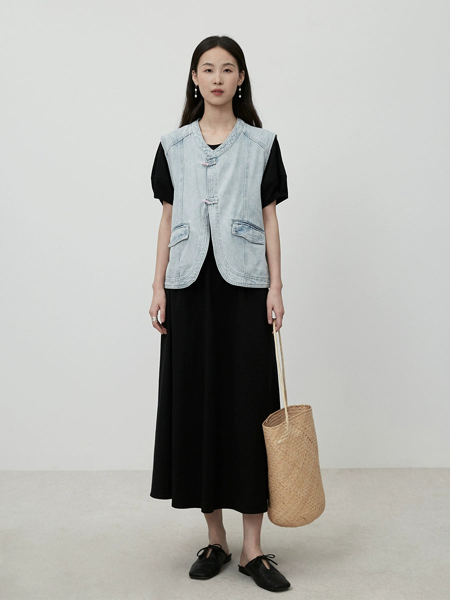 CAREMIND Elegante vestido negro pequeño estilo Hepburn para niños, cuello redondo, plisado, ajustado, manga corta