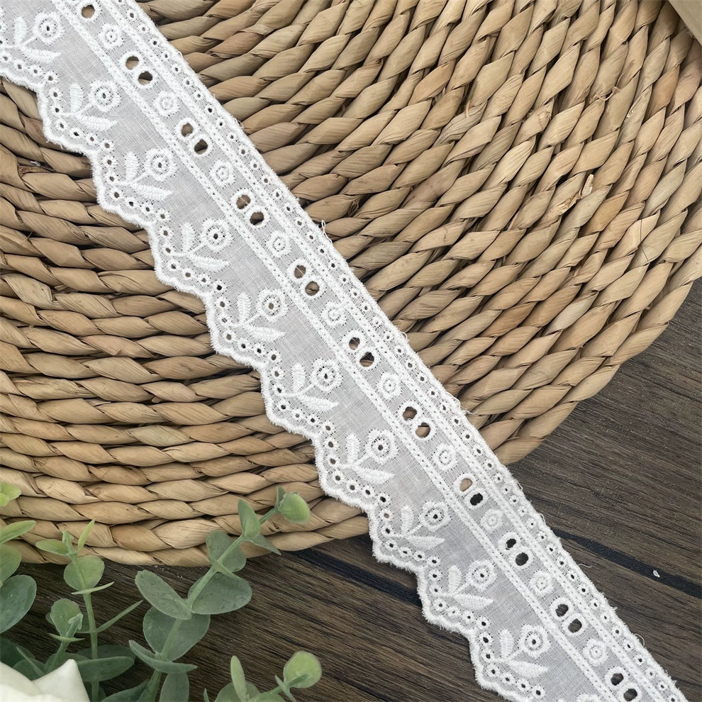 3797 Tela de algodón puro de alta calidad con borde hueco y encaje ondulado, ropa de muñeca DIY, falda, ropa, empalme, accesorios para el hogar