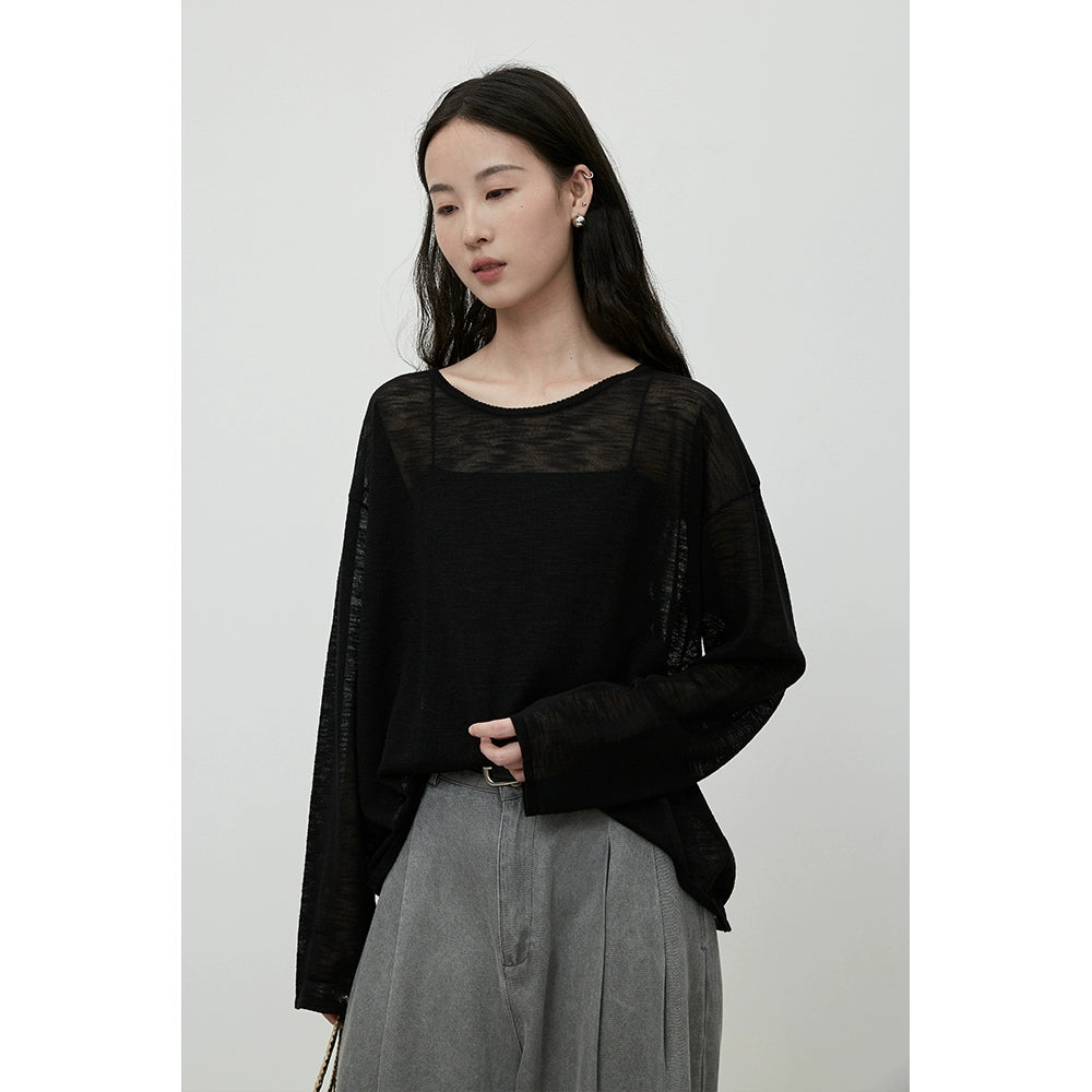 CAREMIND Original Chic Turmeric Light Blusa Lazy Holiday Style Cuello Redondo Suéter Superior Para Mujer