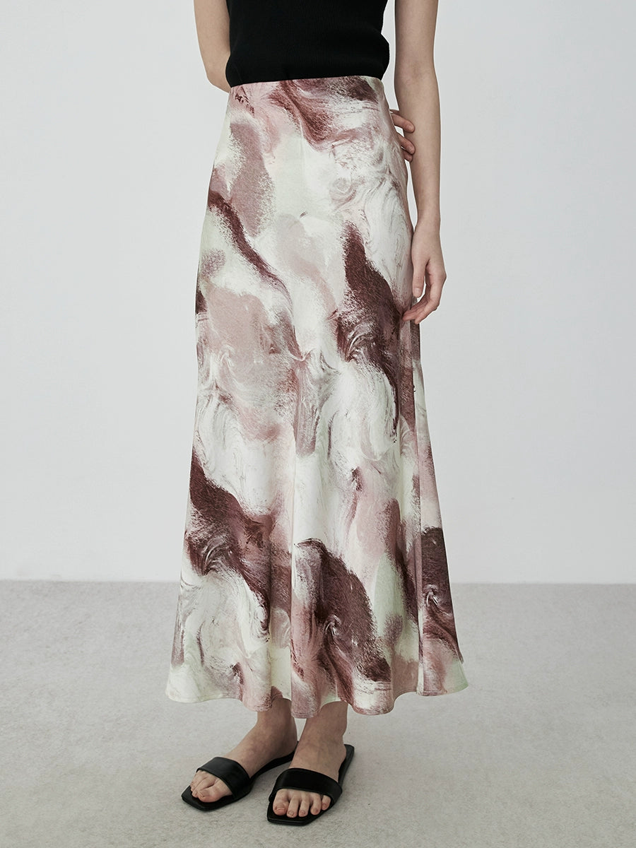 Falda con cola de pez elegante de estilo chino nueva moda con efecto arte rosa de CAREMIND