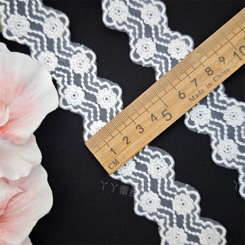 3814 Encaje simple de alta calidad para dobladillo de algodón, bordado de hilo de algodón, para manualidades, ropa, falda, empalme, materiales de boda, accesorios decorativos