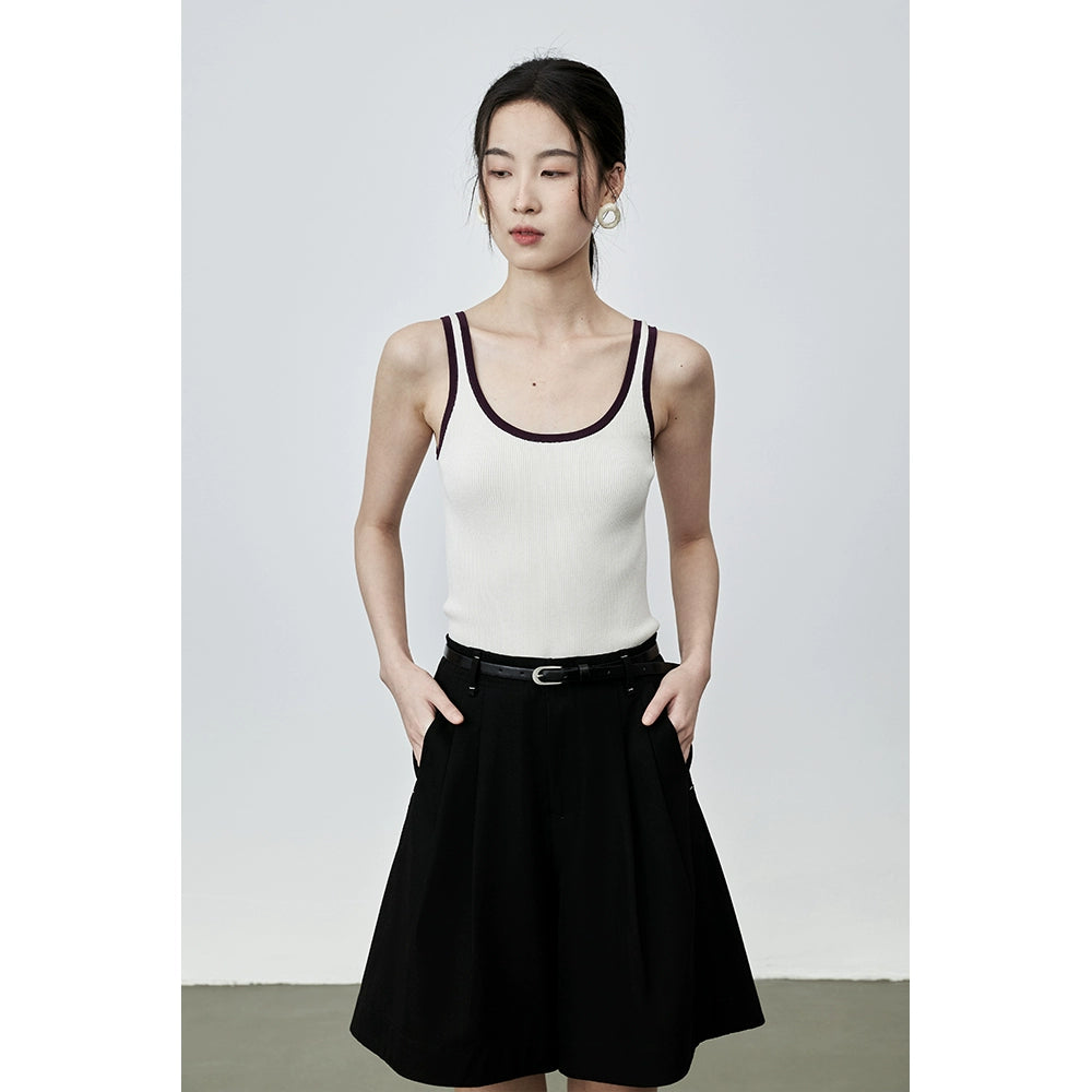 Chaleco con tirantes pequeños en color contrastante de CAREMIND, prenda exterior antiluz de seda de cáñamo de verano para mujer, top en forma de I