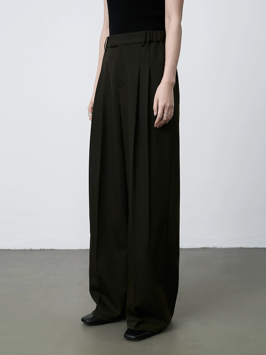 CAREMIND pantalones de traje de cintura alta con caída de dinero viejo, pantalones de pierna ancha, pantalones casuales sueltos de temperamento