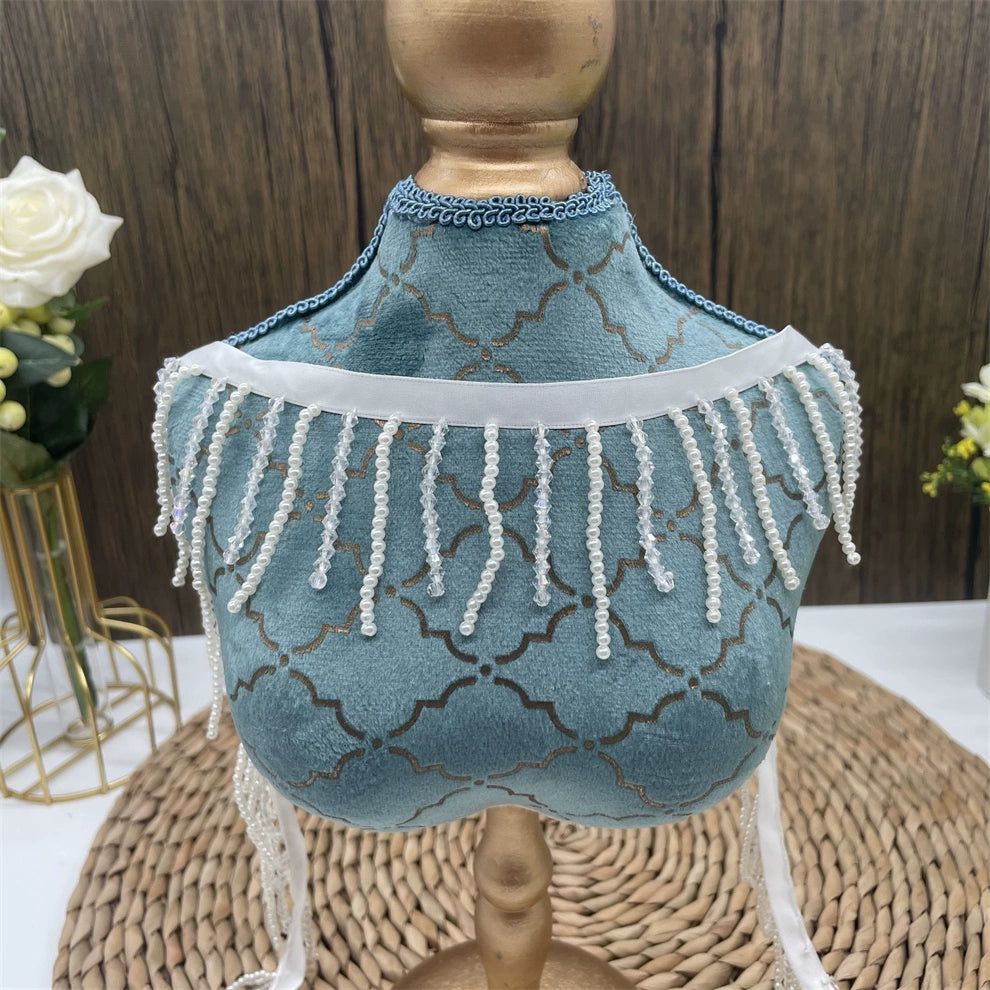 3687 Venta directa de fábrica de ropa de baile con borlas de cuentas hechas a mano de perla blanca de cristal de alta calidad, ropa de boda, bolsos, accesorios, encaje de cuentas